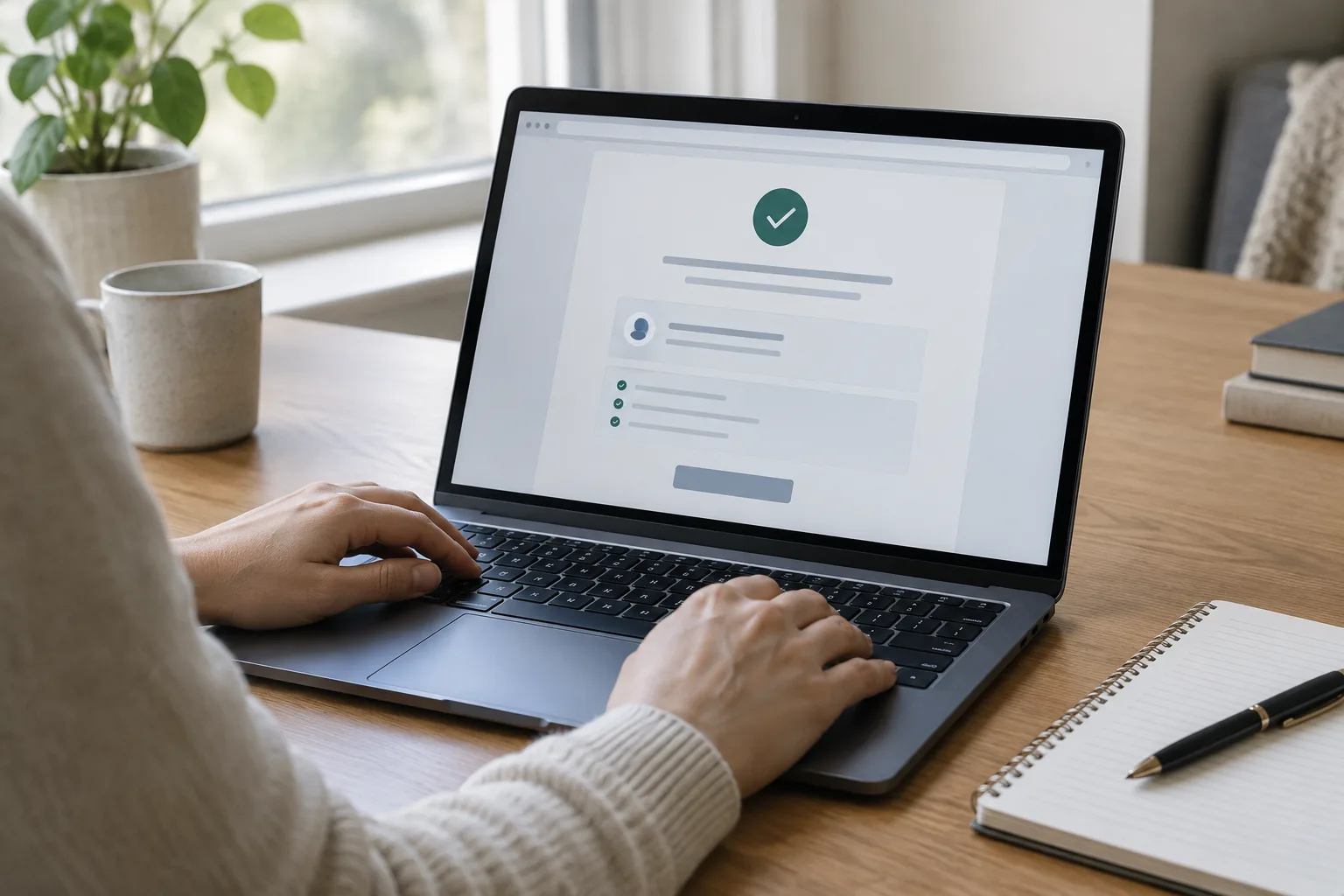 Une personne vérifie la fermeture d’un compte en ligne sur un ordinateur.