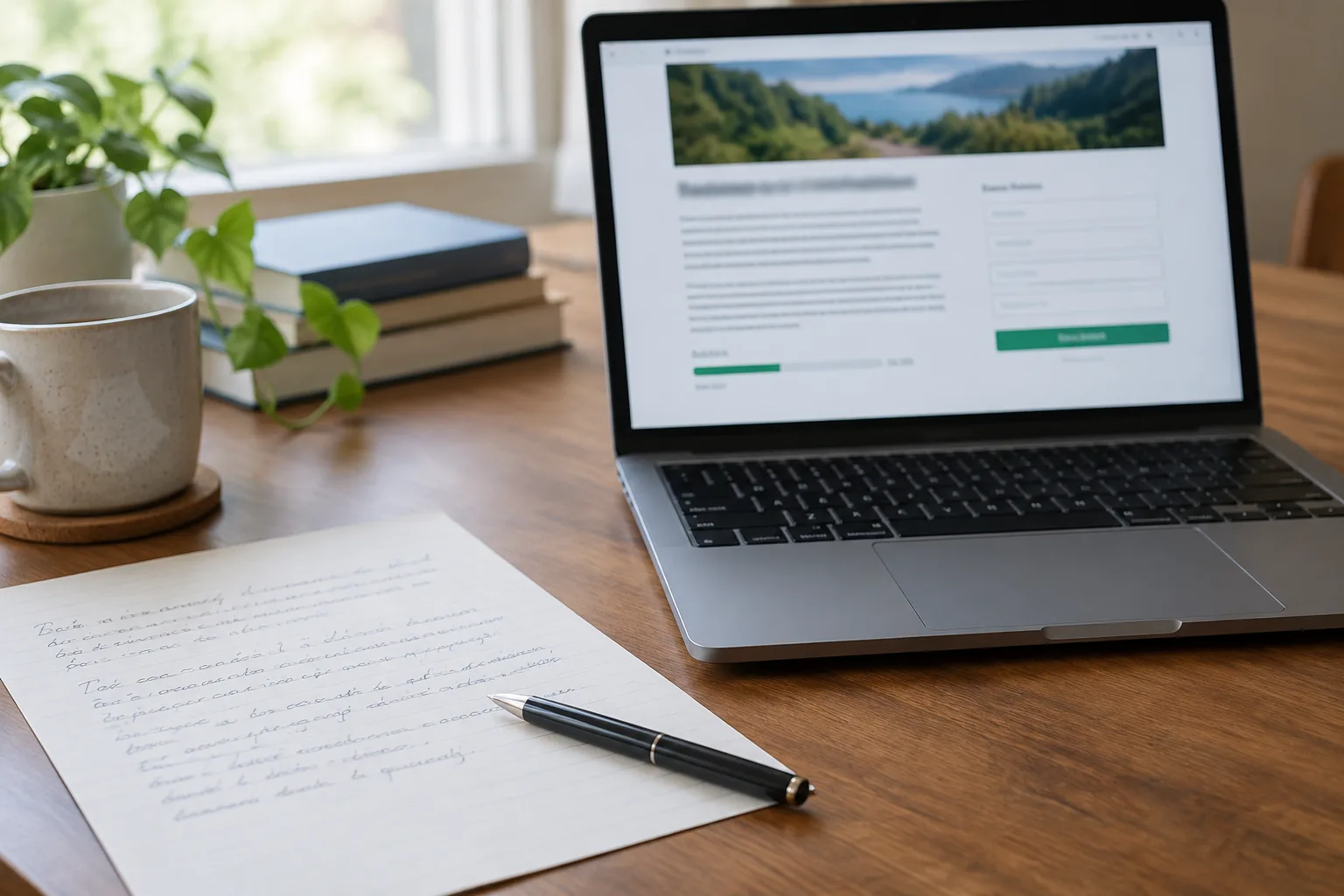 Un ordinateur affichant une page de pétition à côté d’une demande écrite préparée sur un bureau.
