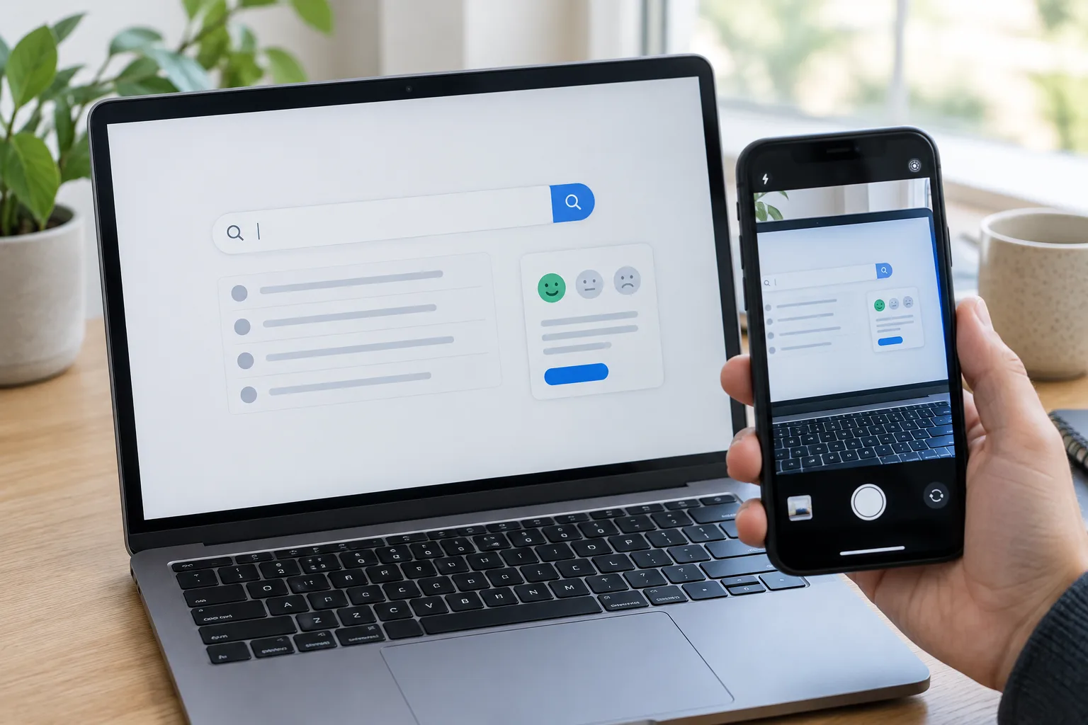 Un écran de recherche est documenté avec un téléphone avant l’envoi d’un signalement.