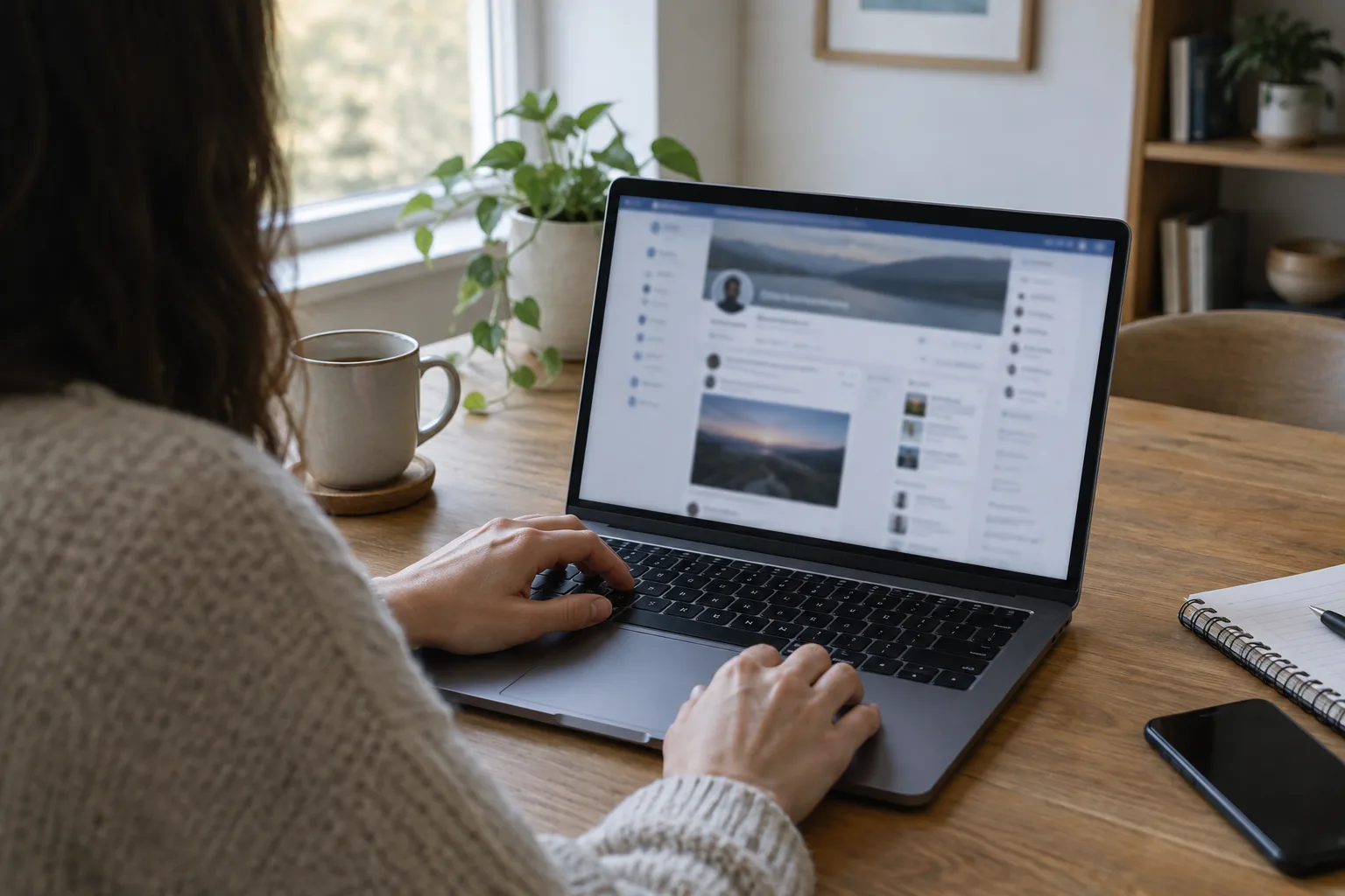 Une personne examine les paramètres d’un ancien compte social sur un ordinateur portable.