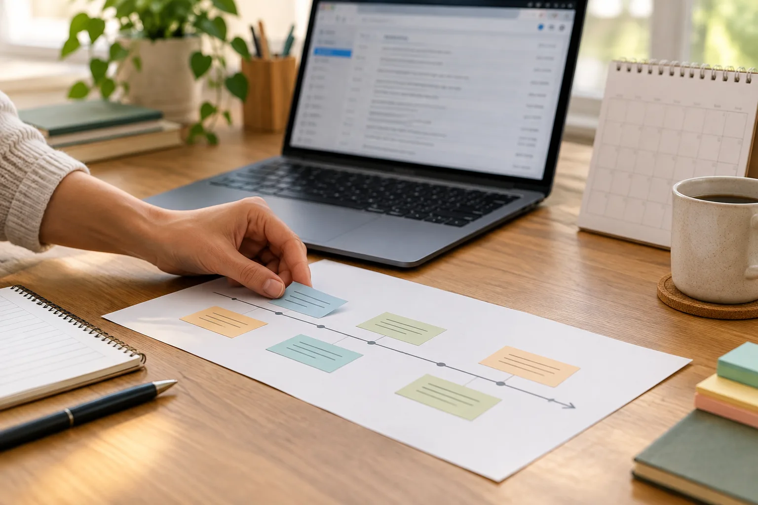 Une personne organise des courriels et des documents pour suivre ses démarches.